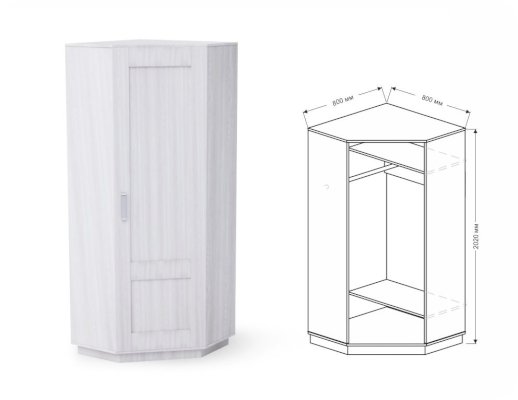 Шкаф для одежды угловой Визит-6 (Квадро) (Марибель)